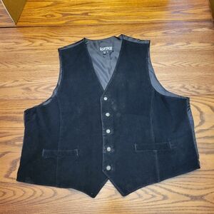 Vintage Men's Western Wear Black Leather Vest Size L+